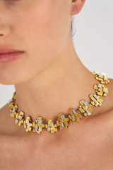 Oroton Leora Necklace in Worn Gold/Silver/Clear and Brass base metal with precious metal plating/stone for Women