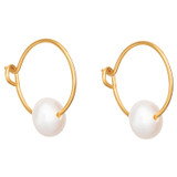 Front product shot of the Oroton Skye Pearl Mini Hoops in Gold and Brass Base With 18CT Gold Plating for Women