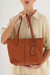 Oroton Lilly Small Shopper Tote in Cognac and Pebble Leather for Women