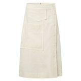 Front product shot of the Oroton Utility Skirt in Soft Cream and 100% Linen for Women