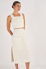 Oroton Utility Skirt in Soft Cream and 100% Linen for Women