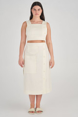 Oroton Utility Skirt in Soft Cream and 100% Linen for Women