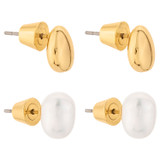 Front product shot of the Oroton Violet Pearl Stud Set in Gold/White and Brass Base With 18CT Gold Plating for Women