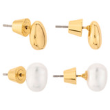Oroton Violet Pearl Stud Set in Gold/White and Brass Base With 18CT Gold Plating for Women