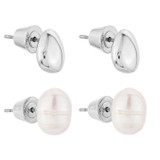 Oroton Violet Pearl Stud Set in Silver/White and Brass Base With Rhodium Plating for Women