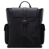 Front product shot of the Oroton Marcus Backpack in Black and Pebble Leather for Men
