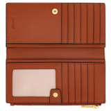 Oroton Lena Slim Zip Wallet in Cognac and Oroton Signature Recycled Jacquard Fabric. Smooth Leather for Women