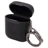 Front product shot of the Oroton Lucas Airpods Keyring in Black and Pebble Leather for Men