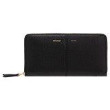 Front product shot of the Oroton Tessa Book Wallet in Black and Soft Pebble Leather for Women