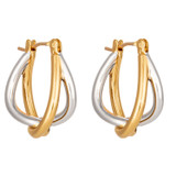Front product shot of the Oroton Nora Mini Hoops in Gold/Silver and Brass Base With Rhodium Plating for Women