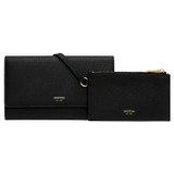 Front product shot of the Oroton Margot Wallet & Pouch in Black and Pebble leather for Women
