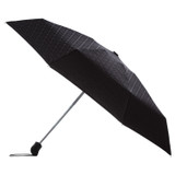 Front product shot of the Oroton Parker Small Umbrella in Black/Black and Printed Pongee Fabric for Women