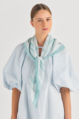 Oroton Polly Scarf in Duck Egg and Printed Polyester for Women