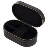 Internal product shot of the Oroton Margot Large Jewellery Case in Black and Pebble Leather for Women