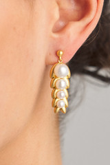 Oroton Lexie Drop Earrings in Worn Gold/Pearl and Brass Base With 18CT Gold Plating/ Fresh Water Pearl for Women