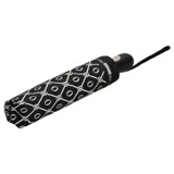 Front product shot of the Oroton Parker Small Umbrella in Black/Cream and Printed Pongee Fabric for Women