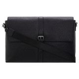 Front product shot of the Oroton Marcus Satchel in Black and Pebble Leather for Men