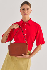 Oroton Polly Crossbody in Cognac and Pebble Leather for Women