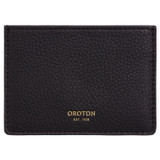 Front product shot of the Oroton Margot 3 Credit Card Sleeve in Black and Pebble leather for Women