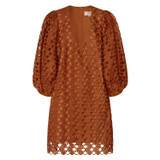Front product shot of the Oroton Lace Dress in Tan and 100% Polyester for Women