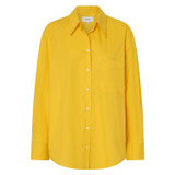 Front product shot of the Oroton Poplin Long Sleeve Shirt in Marigold and 100% Cotton for Women