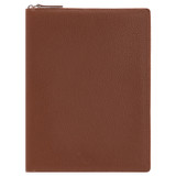 Front product shot of the Oroton Marcus A4 Zip Folio in Dark Whiskey and Pebble Leather for Men