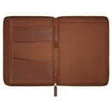 Internal product shot of the Oroton Marcus A4 Zip Folio in Dark Whiskey and Pebble Leather for Men
