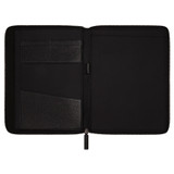 Internal product shot of the Oroton Marcus A4 Zip Folio in Black and Pebble Leather for Men