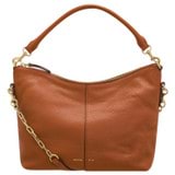 Front product shot of the Oroton Lilly Zip Top Hobo in Cognac and Pebble leather for Women
