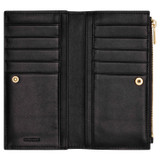 Internal product shot of the Oroton Luna Zip Fold Wallet in Black and Smooth Leather for Women