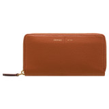 Front product shot of the Oroton Lilly Zip Around And Fold Wallet in Cognac and Pebble leather for Women