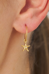 Oroton Starfish Hoops in Worn Gold/Clear and Brass base metal with precious metal plating for Women