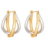 Front product shot of the Oroton Nora Hoops in Gold/Silver and Brass Base With Rhodium Plating for Women
