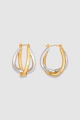 Front product shot of the  Nora Hoops in Gold/Silver and Brass Base With Rhodium Plating for Women