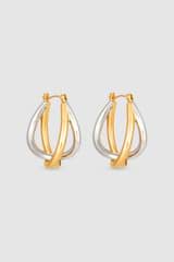 Front product shot of the  Nora Hoops in Gold/Silver and Brass Base With Rhodium Plating for Women