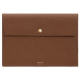 Front product shot of the Oroton Margot Medium Pouch in Whiskey and Pebble Leather for Women
