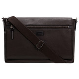 Oroton Lucas 13" Satchel in Chocolate/Black and Pebble Leather for Men