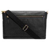 Front product shot of the Oroton Lucas 13" Satchel in Black and Pebble Leather for Men