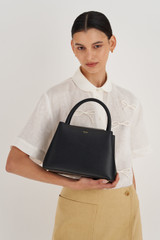 Oroton Muse Small Day Bag in Black and Saffiano / Smooth Leather for Women