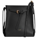 Front product shot of the Oroton Margot Mini Bucket Bag in Black and Pebble leather for Women