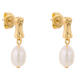 Front product shot of the Oroton Valentina Drop Studs in Gold/White and Brass Base With 18CT Gold Plating for Women