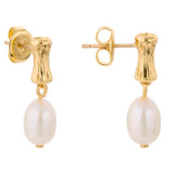 Front product shot of the Oroton Valentina Drop Studs in Gold/White and Brass Base With 18CT Gold Plating for Women
