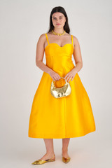 Oroton Sculpture Bodice Dress in Marigold and 86% Polyester, 14% Silk for Women