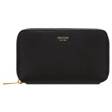 Front product shot of the Oroton Muse Mini Book Wallet in Black and Saffiano And Smooth Leather for Women