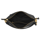 Internal product shot of the Oroton Lilly Zip Top Hobo in Black and Pebble leather for Women