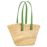 Back product shot of the Oroton Maine Medium Tote in Garden/Natural and Hand Woven Straw With Recycled Leather Trims for Women