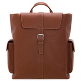 Front product shot of the Oroton Marcus Backpack in Dark Whiskey and Pebble Leather for Men