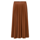 Front product shot of the Oroton Pleat Skirt in Brandy and 65% Polyester, 35% Cotton for Women