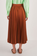 Oroton Pleat Skirt in Brandy and 65% Polyester, 35% Cotton for Women