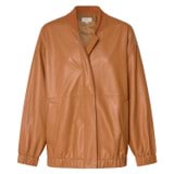 Front product shot of the Oroton Leather Bomber in Tan and 100% Leather for Women